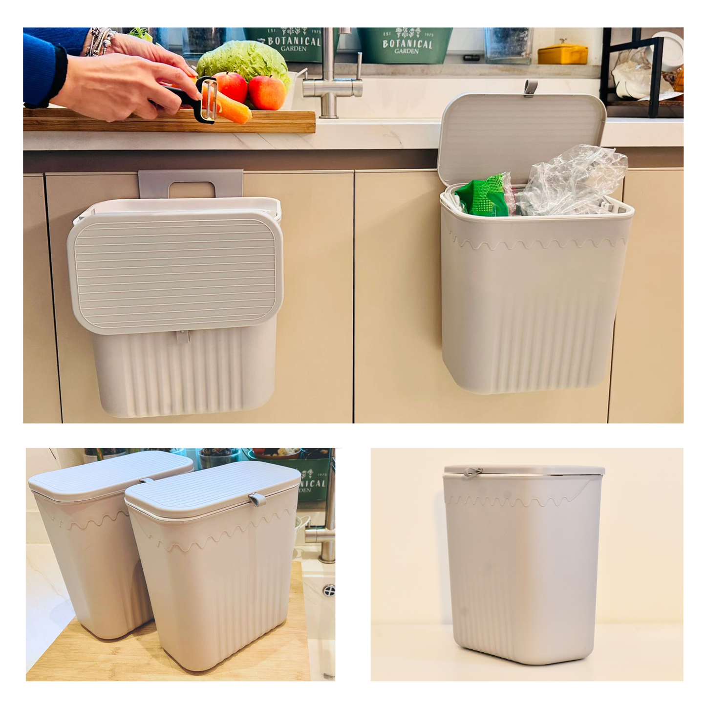 Pattumiera da appendere anta e sottolavello - coperchio scorrevole - Cestino Umido 12 Litri per spazzatura