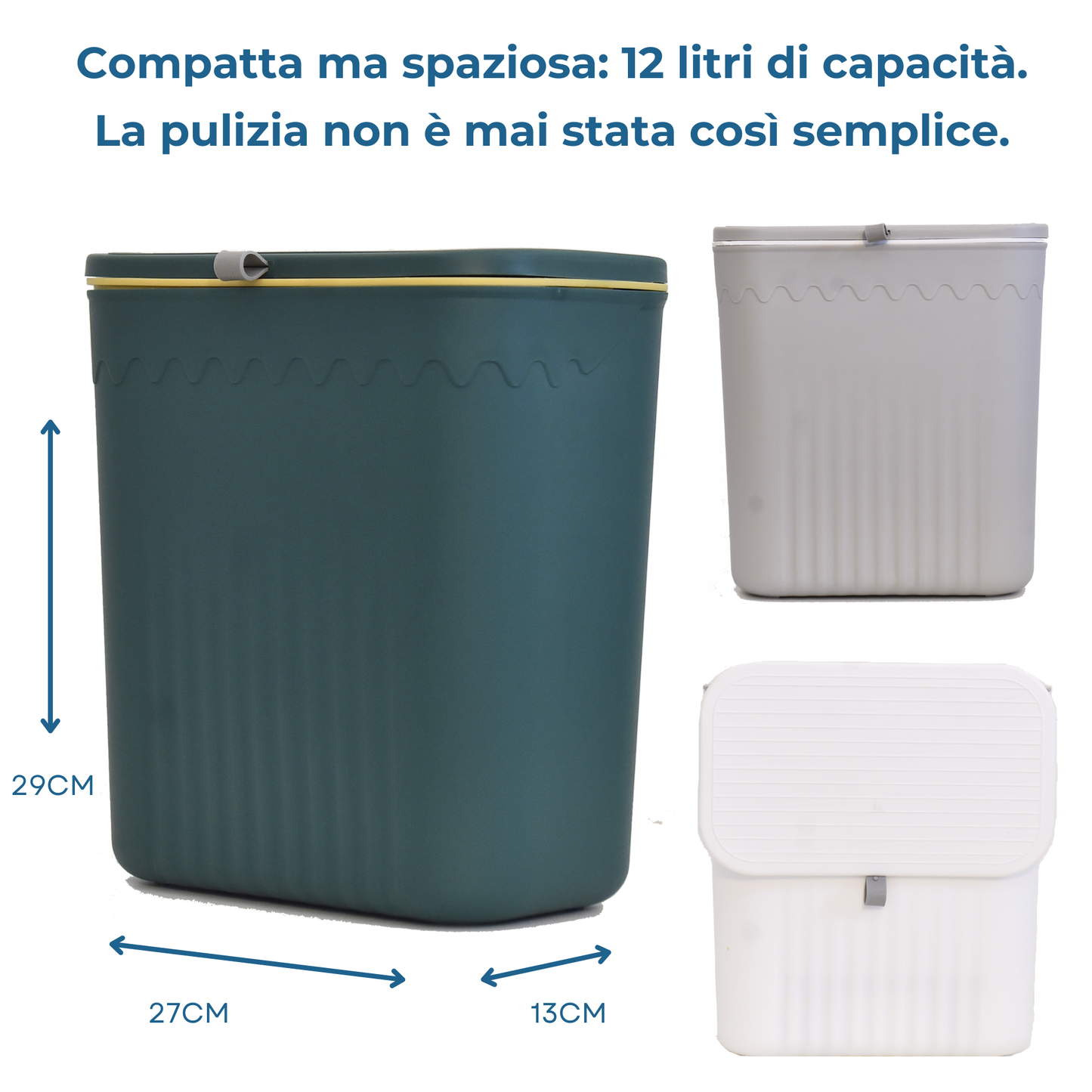 Pattumiera da appendere anta e sottolavello - coperchio scorrevole - Cestino Umido 12 Litri per spazzatura