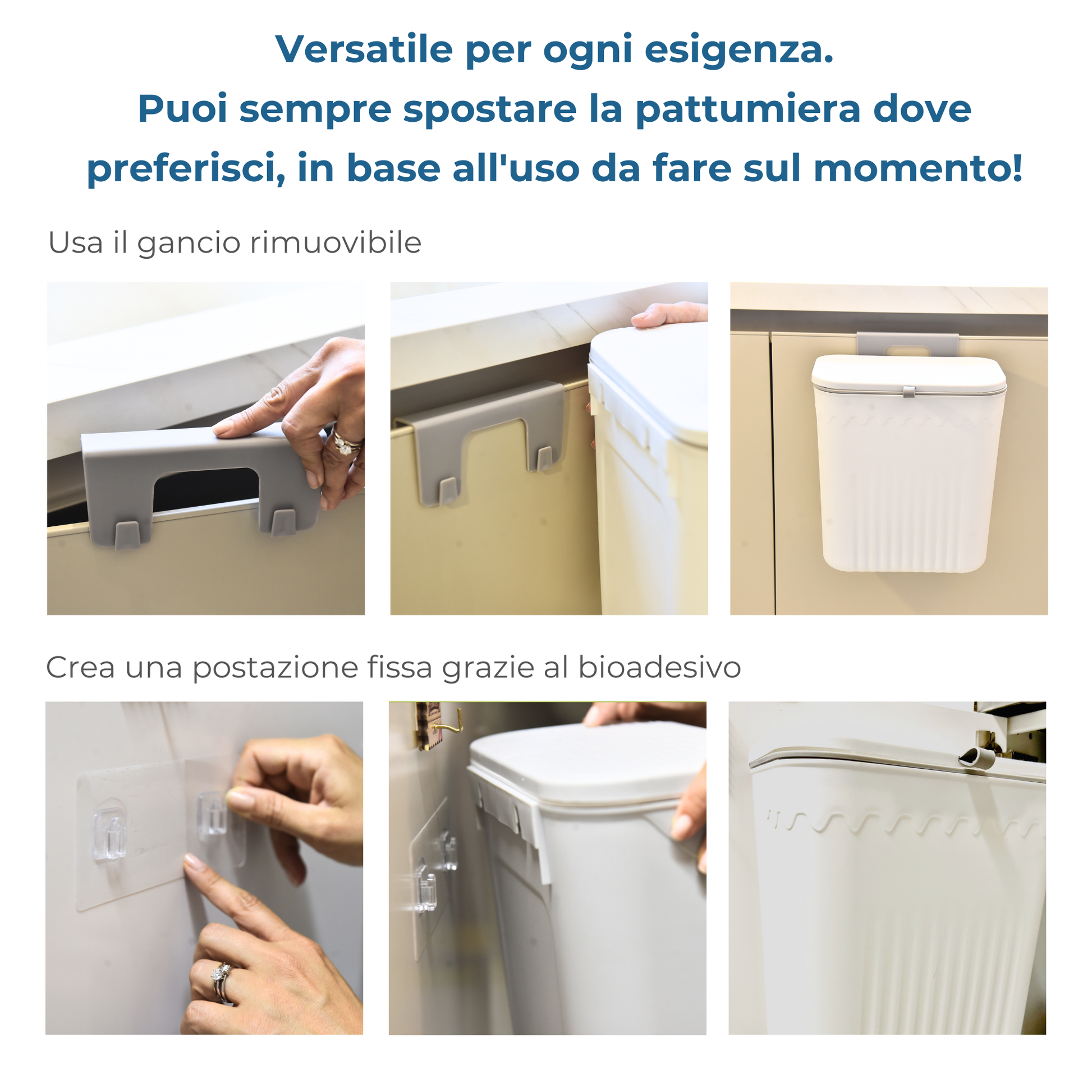 Pattumiera Appendibile SENENQU 9 Litri - Cestino Con Coperchio Per Cucina E Bagno Pattumiera Appendibile SENENQU 9 Litri - Cestino Con Coperchio Per Cucina E Bagno