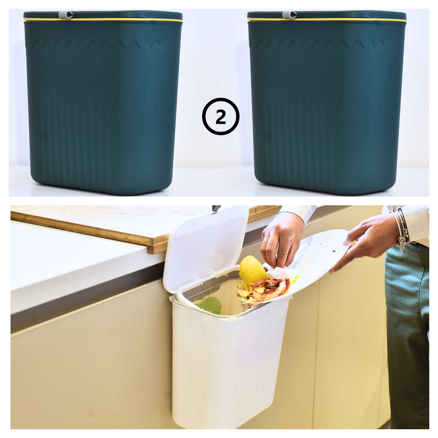 Pattumiera da appendere anta e sottolavello - coperchio scorrevole - Cestino Umido 12 Litri per spazzatura